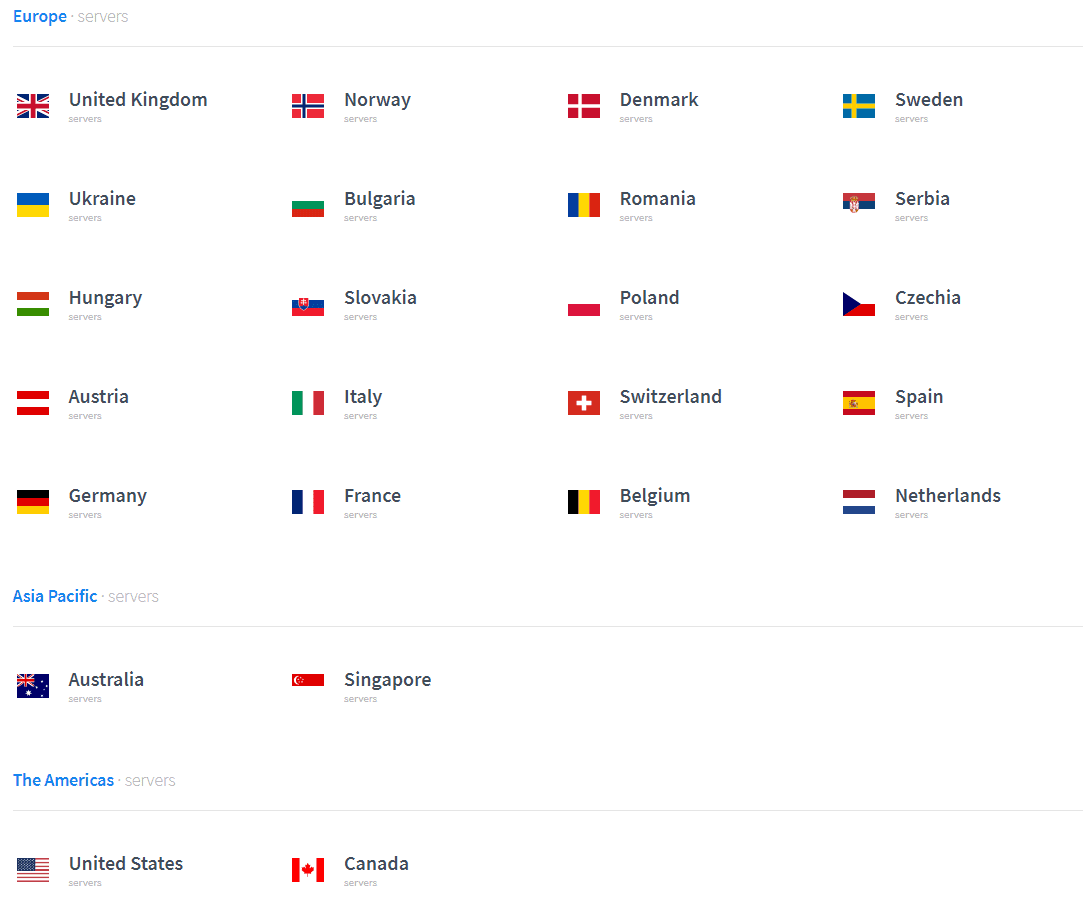VPN server list